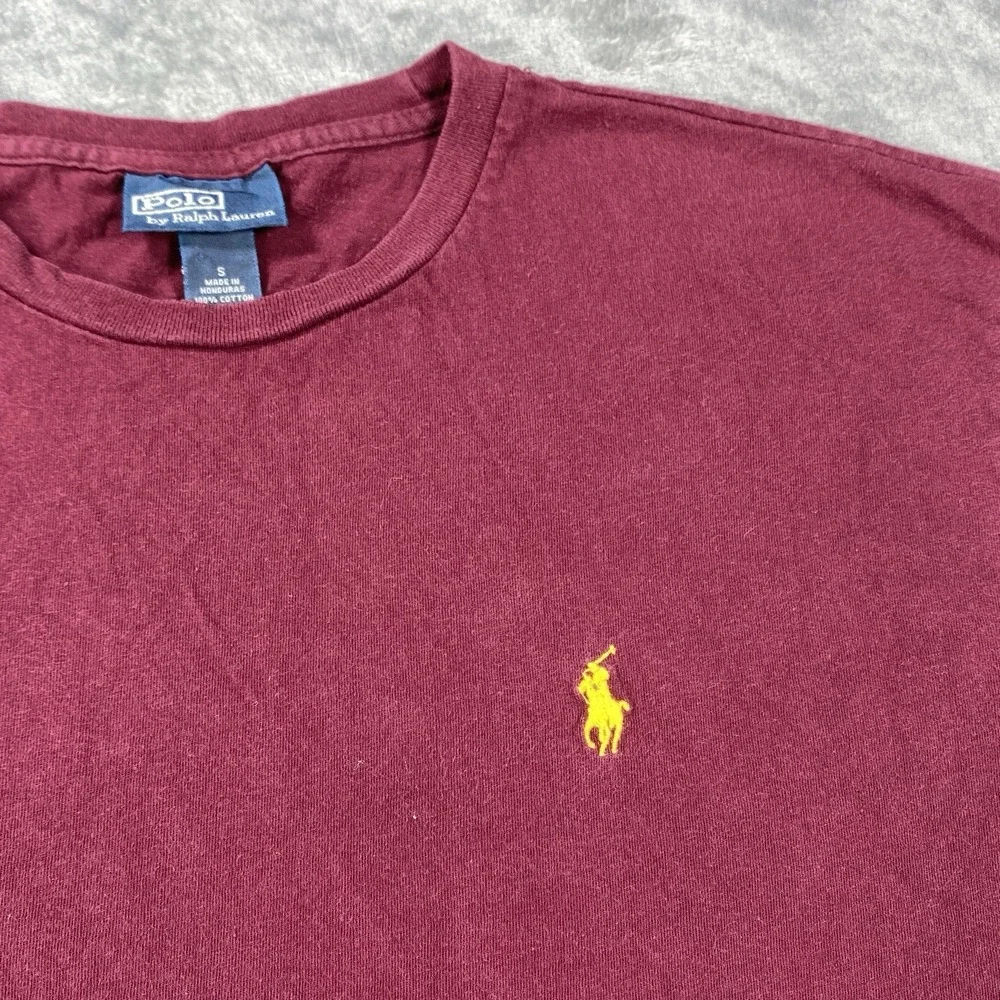 Vintage‎ Polo Ralph Lauren T Shirt Small Mens  Red Wine Casual All Cotton Crew